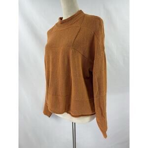 FP Beach Andy Sweater Suntrust Orange Marled XS Boxy Cropped Mockneck